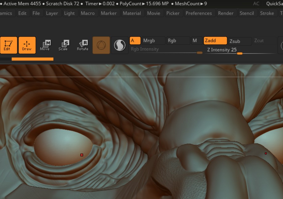 The body of this sculpt is about 25 million polys. I could do more if my time was more free.